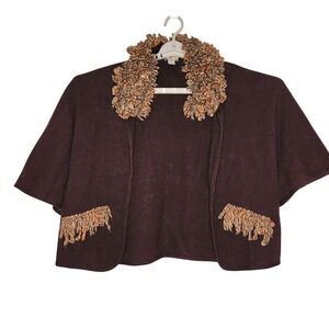 NORDSTROM Open Front Knit Shawl Shrug Sweater Womens Brown One Size